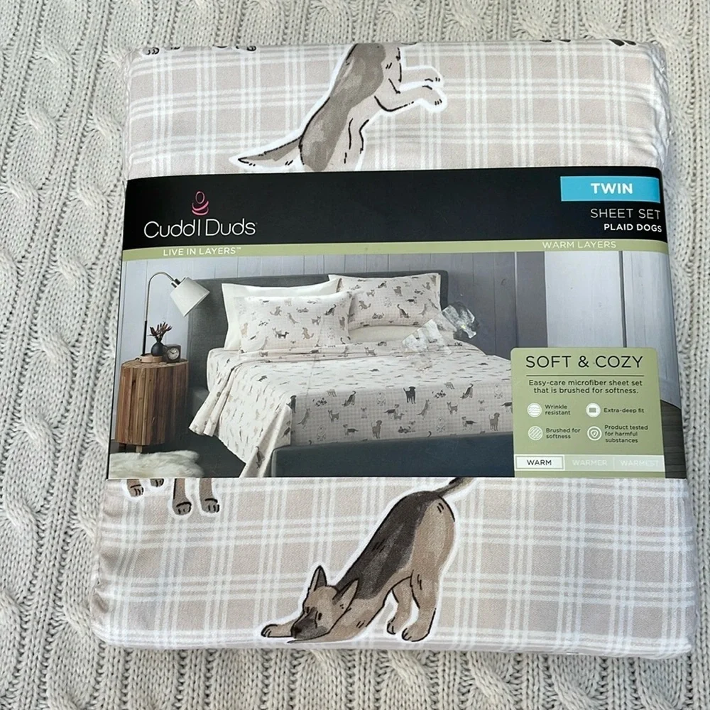 NWT Cuddl Duds Dogs Sheet Set Twin microfiber extra deep fit wrinkle resistant
